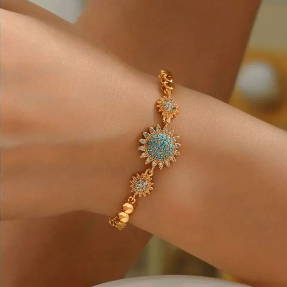 Blue Sunflower Bracelet Q499
